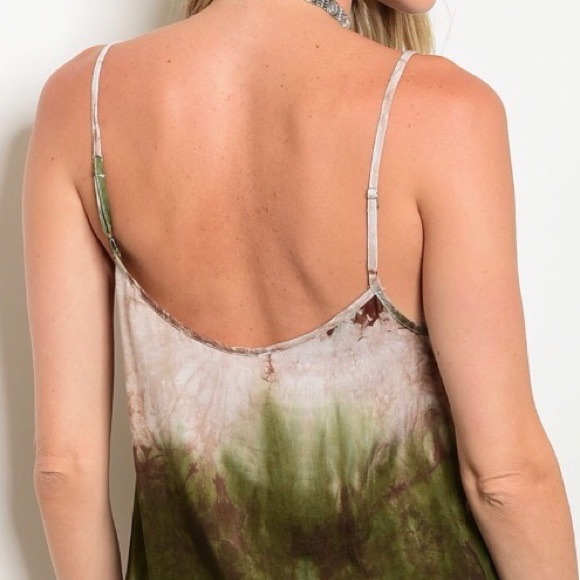 LAST//OLIVE TIE DYE FRINGE TANK TOP - Picture 6 of 10
